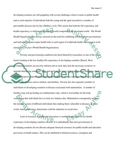 Factors, which contribute to low healthy expectancy in developing countries