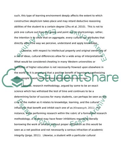 Impacts of Culture on Learning and Epistemology