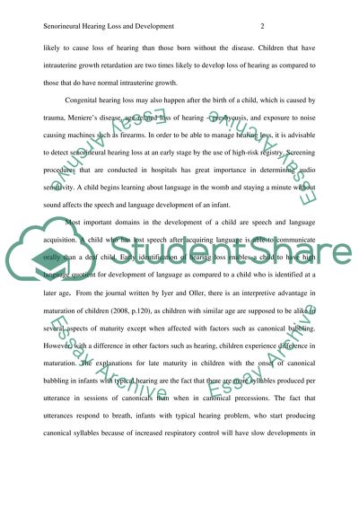 Sensorineural Hearing Loss and Development- Literature Review