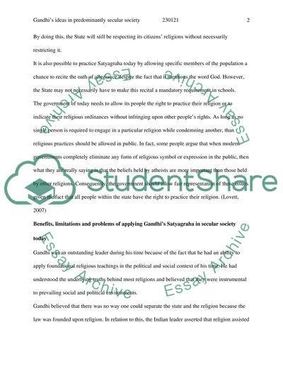 Gandhis Ideas in a Predominantly Secular Society