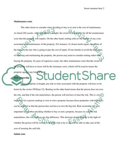 Deciding whether to buy or rent