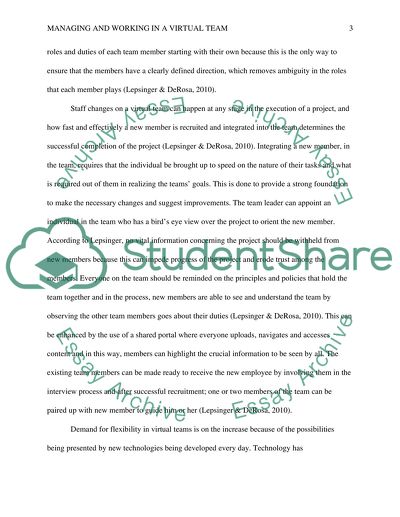 Managing and Working in a Virtual team