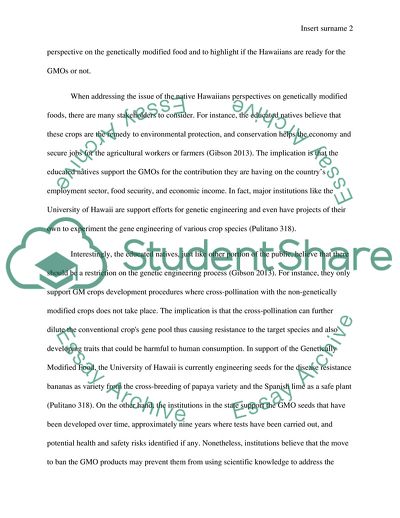 Native Hawaiian Perspectives on Genetically Modified Food