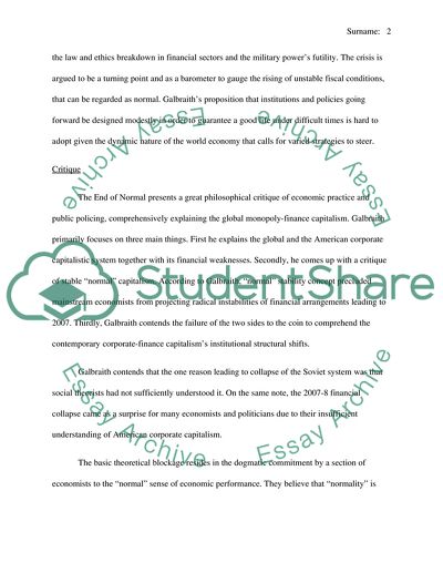 The End of Normal James K Galbraith