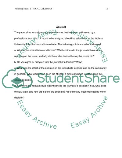 Thesis For An Analysis Essay Analysis Of Ethical Dilemma That Has Been Addressed By A Professional Journalist Proposal Essay Examples also Persuasive Essay Samples High School Analysis Of Ethical Dilemma That Has Been Addressed By A Reflective Essay Sample Paper