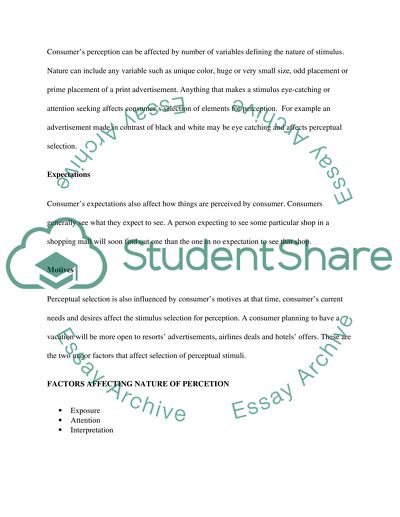 Consumer Perception, Needs and Motives