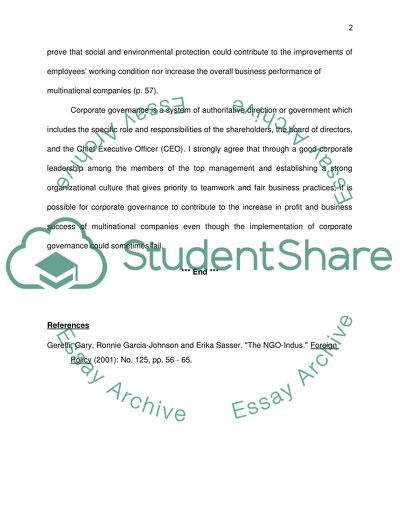 Two reading report NGO-industrial complexand is globalization reducing poverty and inequality