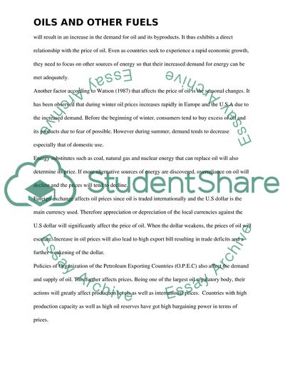 Effects of Expected Future Increase in Oil Prices on the Market for Oil And Other Fuels
