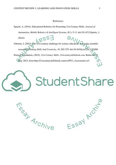 Content Review 3: Learning and Innovation Skills