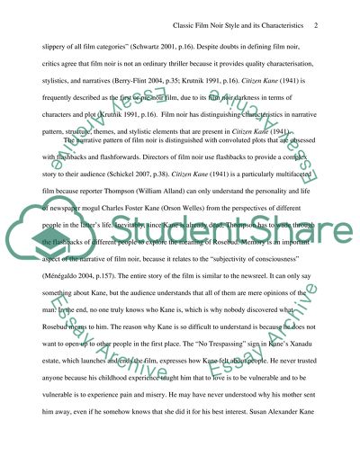 Classic Film Noir Style and its Characteristics: Citizen Kane