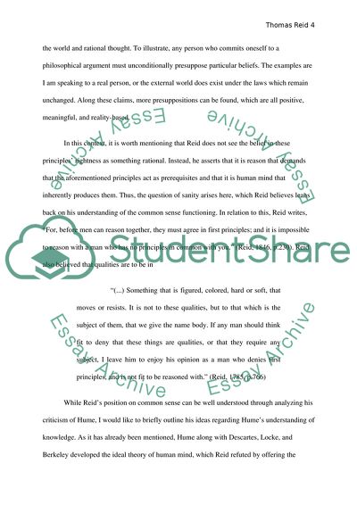 Thomas Reids Position on Common Sense