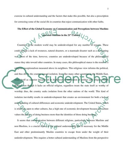 The Effect of the Global Economy on Communication and Perceptions Between Muslims and non-Muslims
