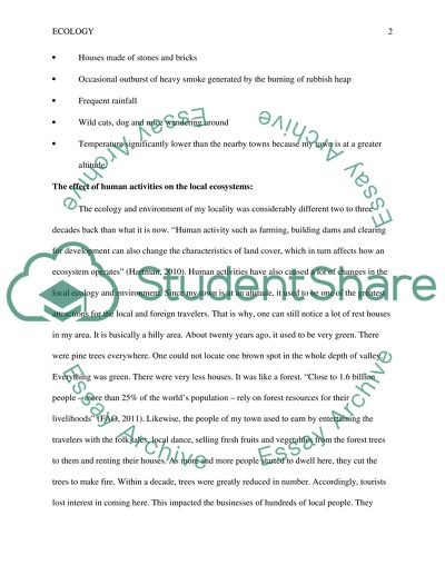 The Effect of Human Activities on the Local Ecosystems