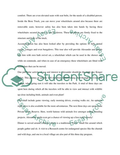 Vacation plan for a 70 year old man who is dependent on a wheelchair