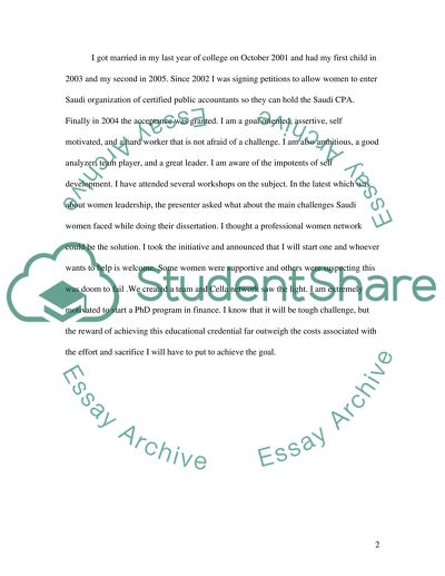 Finance Personal Statment