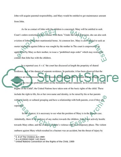 Family Law: Advice to Mary