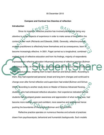 Guided Structured Reflection Model versus Reflective Cycle Model