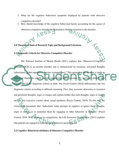 Cognitive behavioral factors in obsessive compulsive disorder