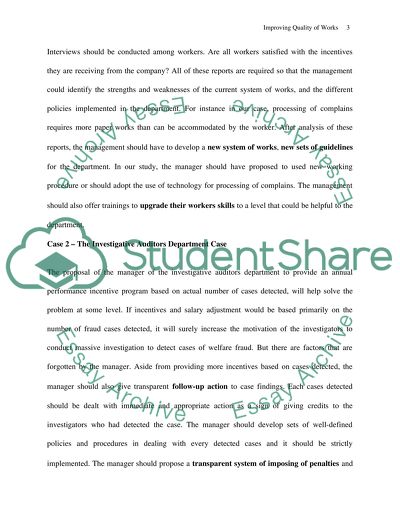 Improving Quality of Work