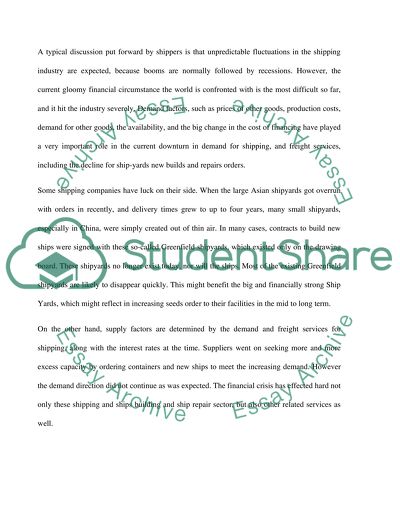 Finacial crisis and shipping and ship repair Yards business