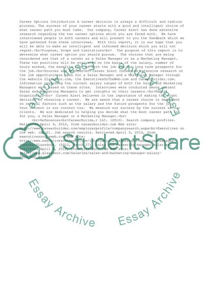 Formal Report-Analyzing two possible career choices