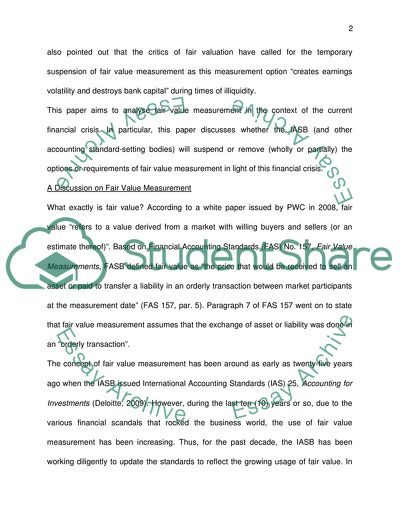 A Discussion on Fair Value Measurement