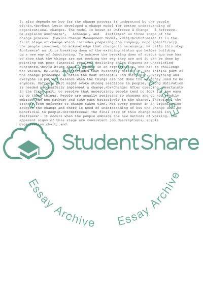 Change Models for Better Understanding of Organizational Changes