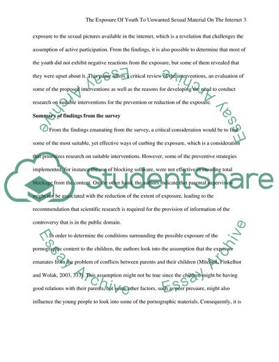 The Exposure of Youth to Unwanted Sexual Material on the Internet