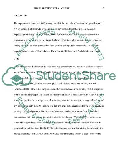 Comparing Three Specific Works of Art