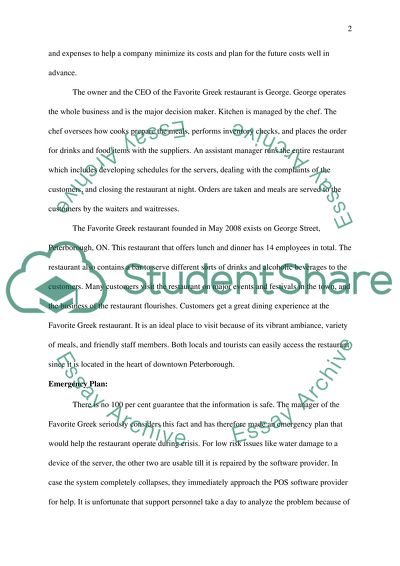 The Systems of Information and Processes that Favorite Greek Restaurant Uses