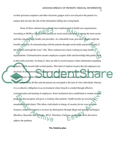 Avoiding Breach of Patients Medical Information