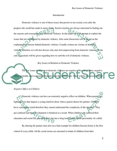 Key Issues of Domestic Violence