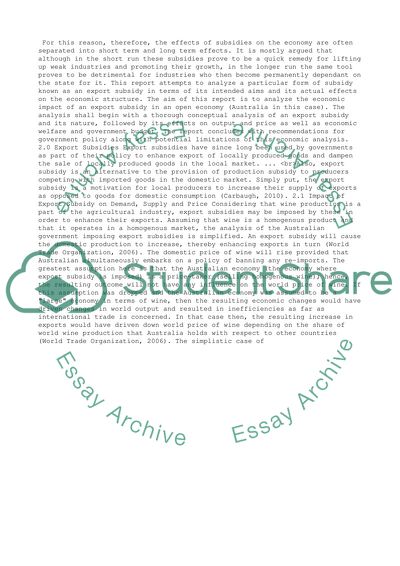 Impact of Export Subsidy on Demand, Supply, and Price