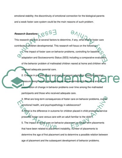 The Effects of Foster Care on Child Development