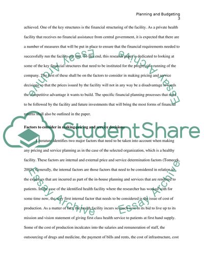 The Financial Management of Health Facility