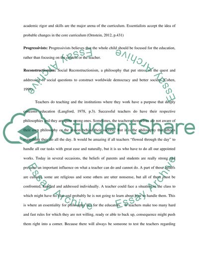 Necessity of Philosophy of Education for Teachers or Educators