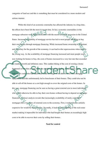 Dealing with Economic Externalities in the Real Estate Industry. Letter addressed to a mayor