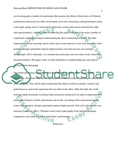 Reflection on mood and color