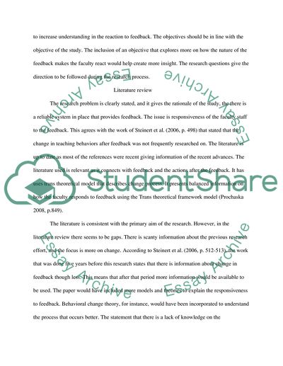 The Reaction of Faculty Staff to Resident`s Feedback on Their Teaching Performance