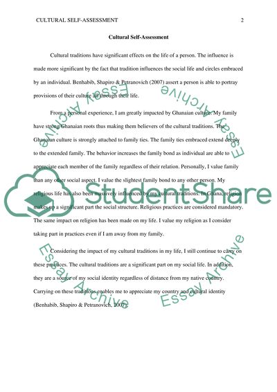 Cultural self assessment