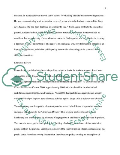 Zero Tolerance Policies for Schools