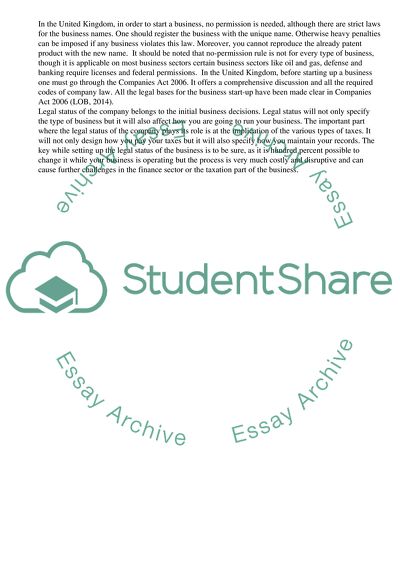 Legal Aspects for Business Start-Up in the UK