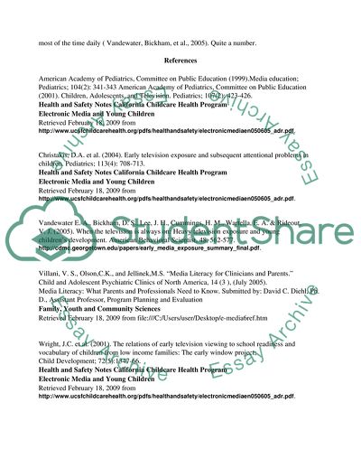 Young Childrens Exposure to Electronic Media