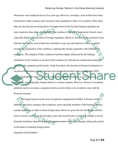 Retaining Foreign Talents in the Dubai Banking Industry