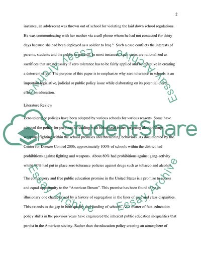 Zero Tolerance Policies for Schools