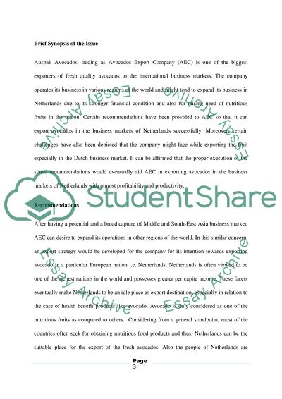 Export Strategy for an Organisation