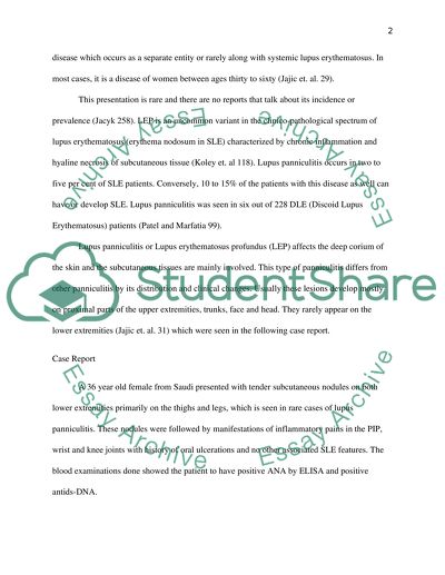 A Clinical Example of SLE presenting with Lupus Panniculitis of the Lower Extremities