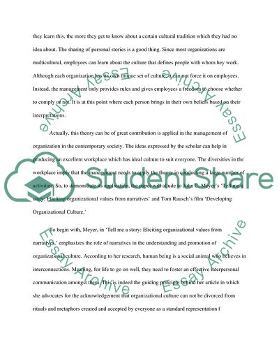 Geertz and Pacanowsky Cultural Approach to Organization