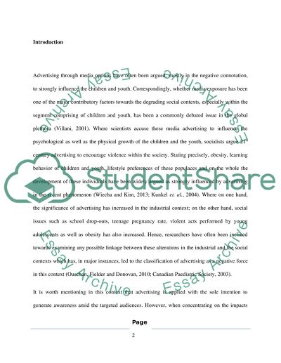 The impact of advertising on children and youth