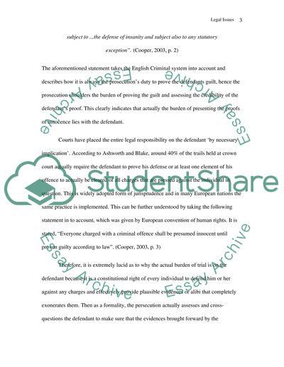 The imposition of the legal burden on the prosecution is a formality